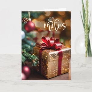 Retro-Weihnachtsgeschenk über die Meilen hinweg Feiertagskarte