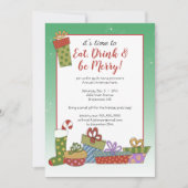 Retro Weihnachtsgeschenke Einladung (Vorderseite)