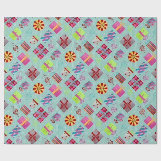 Retro Weihnachtsgeschenke Geschenkpapier (Flach)