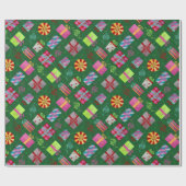 Retro Weihnachtsgeschenke Geschenkpapier (Flach)