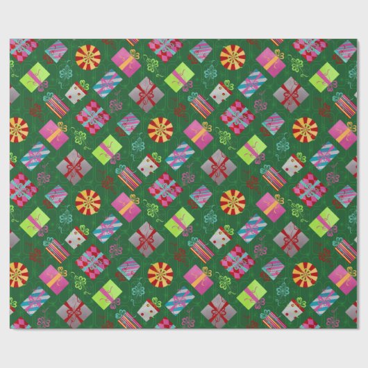 Retro Weihnachtsgeschenke Geschenkpapier (Flach)