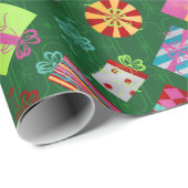 Retro Weihnachtsgeschenke Geschenkpapier (Rolleneckpunkt)