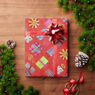 Retro Weihnachtsgeschenke Rote Weihnachten Geschenkpapier