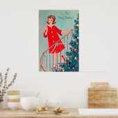 Retro Weihnachtsgeschichten Weihnachtsgeschenk-Pos Poster (Küche)