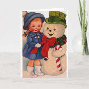 Retro Weihnachtsgruß-Karte für Nichte Feiertagskarte