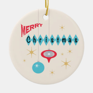 Retro Weihnachtsgrüße Keramikornament