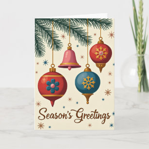 Retro-Weihnachtsgrüße-Ornamente Karte