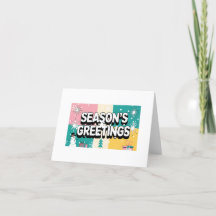 Retro Weihnachtsgrüße Schneemann und Geschenkkarte