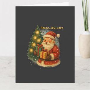 “Retro-Weihnachtsgrußkarte – Weihnachtsmann mit Ge Karte