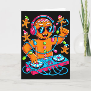 Retro-Weihnachtshaus-Musik Lebkuchen Dj Techno Karte