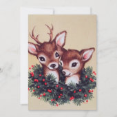 Retro-Weihnachtshirsch Feiertagskarte (Vorderseite)