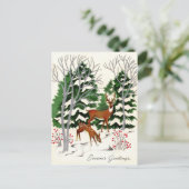 Retro-Weihnachtshirsch Feiertagspostkarte (Stehend Vorderseite)