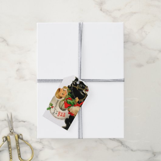 Retro-Weihnachtsjunge Geschenkanhänger (Mit Garn)