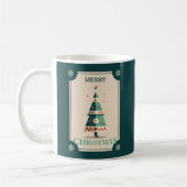 Retro Weihnachtskarte mit geometrischem Baumdesign Kaffeetasse (Links)
