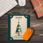 Retro Weihnachtskarte mit geometrischem Baumdesign Mousepad