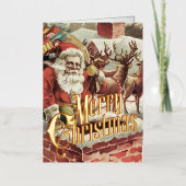 Retro Weihnachtskarte Vintag Frohe Weihnachten (Vorderseite)