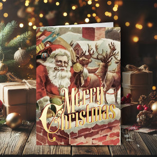 Retro-Weihnachtskarte Vintage Frohe Weihnachten
