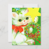 Retro-Weihnachtskatze Feiertagskarte (Vorderseite)