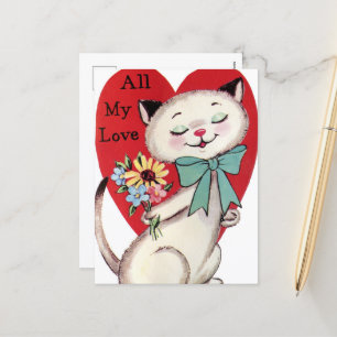 Retro-Weihnachtskatze Feiertagspostkarte