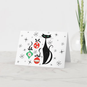 Retro-Weihnachtskatze horizontal Feiertagskarte