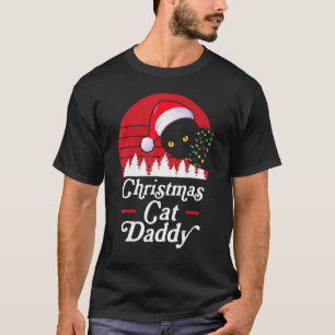 Retro-Weihnachtskatze mit Weihnachts-Halskettenlic T-Shirt
