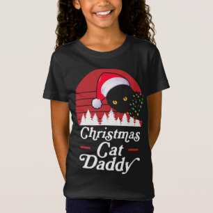 Retro Weihnachtskatze mit Weihnachts-Nekklace-Leuc T-Shirt