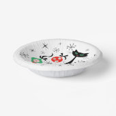 Retro Weihnachtskatze rund Pappteller (Gewinkelt)