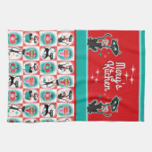 Retro Weihnachtskatzen - Anpassbar Geschirrtuch (Horizontal)