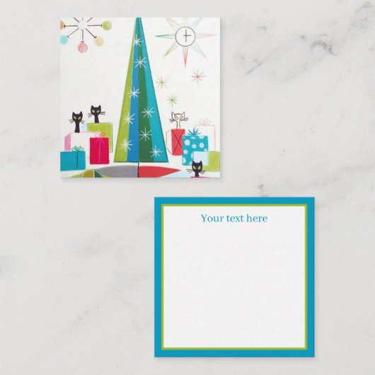 Retro Weihnachtskatzen fügen Text hinzu Mitteilungskarte (Vorne/Hinten)