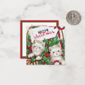 Retro Weihnachtskatzen fügen Text hinzu Mitteilungskarte (Vorderseite/Rückseite Beispiel)