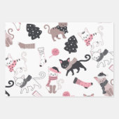 Retro Weihnachtskatzen Geschenkpapier Set (Vorderseite)
