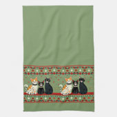 Retro Weihnachtskatzen Geschirrtuch (Vertikal)