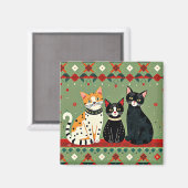 Retro Weihnachtskatzen Magnet (Vorderseite/Rückseite)