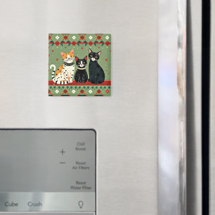 Retro-Weihnachtskatzen Magnet