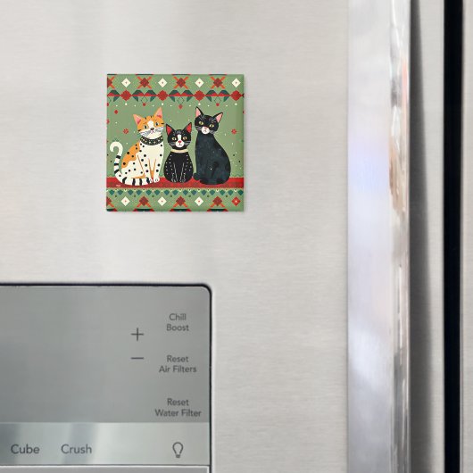 Retro Weihnachtskatzen Magnet (In Situ (Kühlschrank))