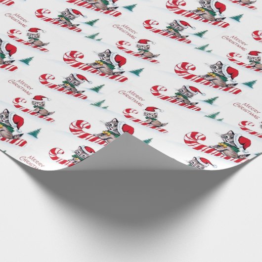 Retro Weihnachtskatzen Party Geschenkpapier (Ecke)