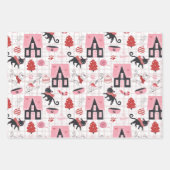 Retro Weihnachtskatzen Rosa Grau Geschenkpapier Set (Vorderseite 2)