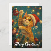 Retro Weihnachtskatzenbaum Benutzerdefinierter Tex Feiertagskarte (Vorne/Hinten)