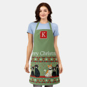 Retro Weihnachtskatzenmonogramm Schürze (Getragen)