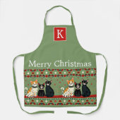 Retro Weihnachtskatzenmonogramm Schürze (Vorderseite)