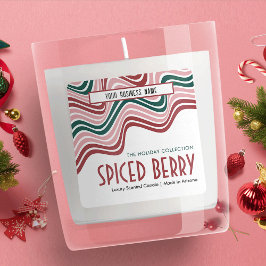 Retro Weihnachtskerzen Verpackung Red Green Groovy Quadratischer Aufkleber