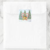 Retro-Weihnachtskiefer Quadratischer Aufkleber (Tasche)