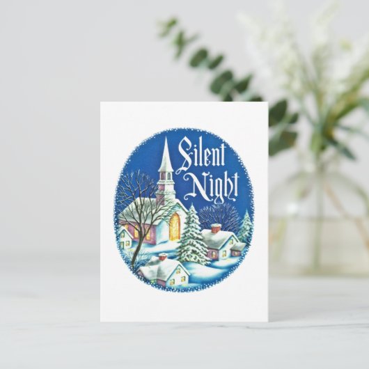 Retro-Weihnachtskirche Feiertagspostkarte (Stehend Vorderseite)