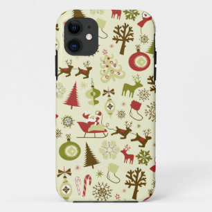 Retro Weihnachtskizze Nahtloses Muster iPhone 11 Hülle