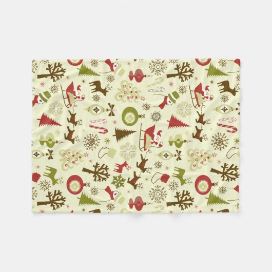 Retro Weihnachtskizze Nahtloses Muster Fleecedecke (Vorderseite (Horizontal))