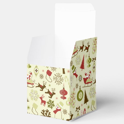 Retro Weihnachtskizze Nahtloses Muster Geschenkschachtel (Geöffnet)