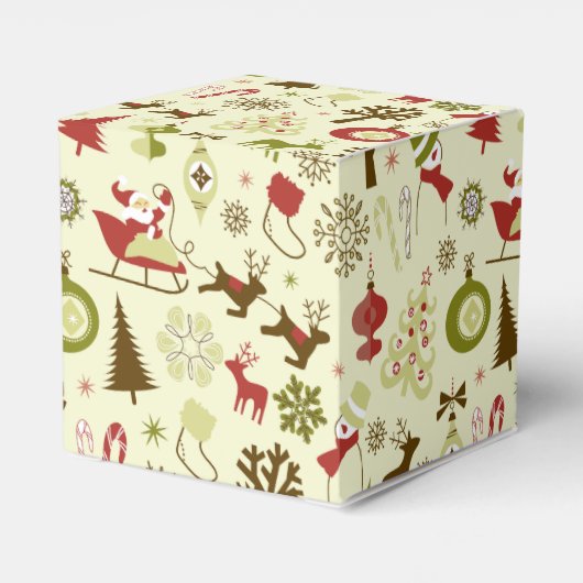 Retro Weihnachtskizze Nahtloses Muster Geschenkschachtel (Rückseite)