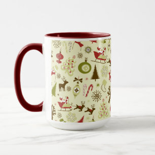 Retro Weihnachtskizze Nahtloses Muster Tasse