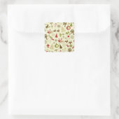 Retro Weihnachtskizzen Nahtloses Muster Quadratischer Aufkleber (Tasche)