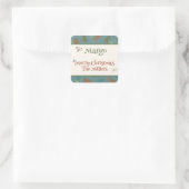 Retro Weihnachtskleid Familie Custom Geschenkaufkl Quadratischer Aufkleber (Tasche)